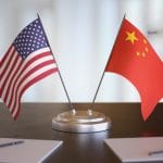 USA and Chinese flags