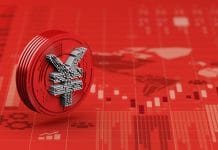 Digital Economy Development in China Shifts the Focus to the Production Side New Yuan digital currency of china on red economy graph chart