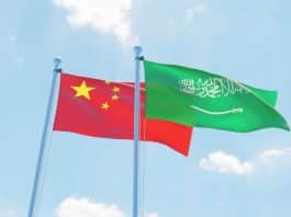 China’s Latest Diplomatic Move Will Extend Its Trade, Energy, Financial and Maritime Power Saudi Arabia and China, two flags waving against blue sky