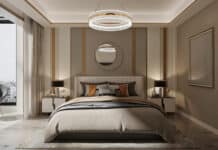 Tiger Downtown Ajman: Fully Furnished Homes, Flexible Payment Plans, and a Lifestyle by the Water 3d render of luxury hotel room bedroom